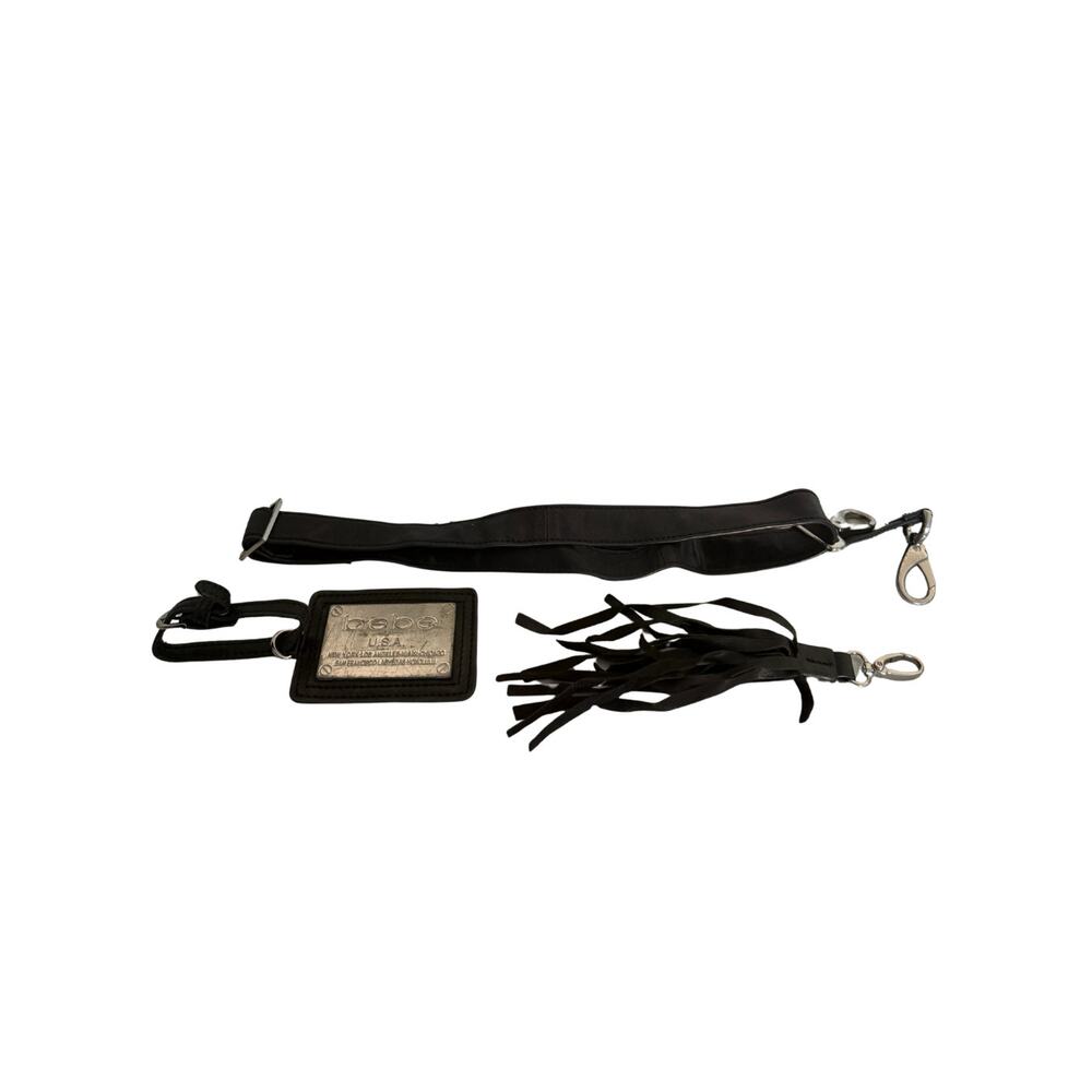 Black Leather Bebe Tote Bag with shoulder strap silver hardware - Picture 7 of 7